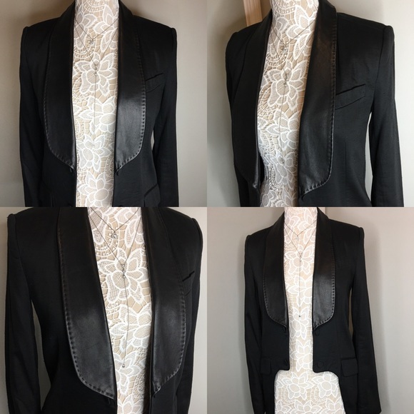 ALEXANDER WANG Leather Trim Tuxedo Blazer - Picture 7 of 8